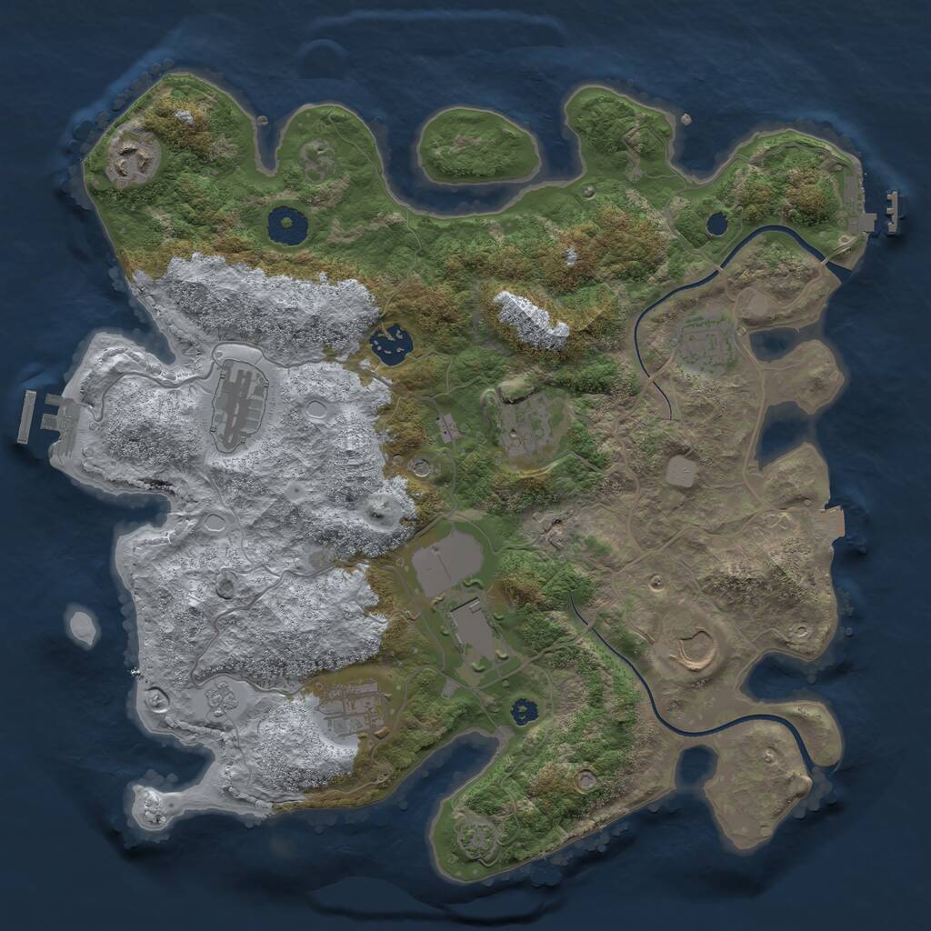 Rust Map: Procedural Map, Size: 3500, Seed: 520795459, 14 Monuments