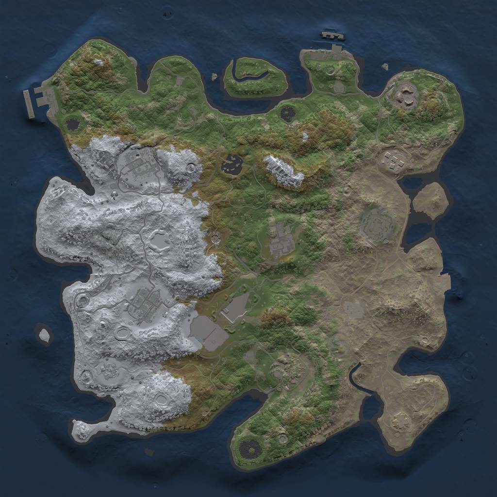 Rust Map: Procedural Map, Size: 3500, Seed: 520795459, 17 Monuments