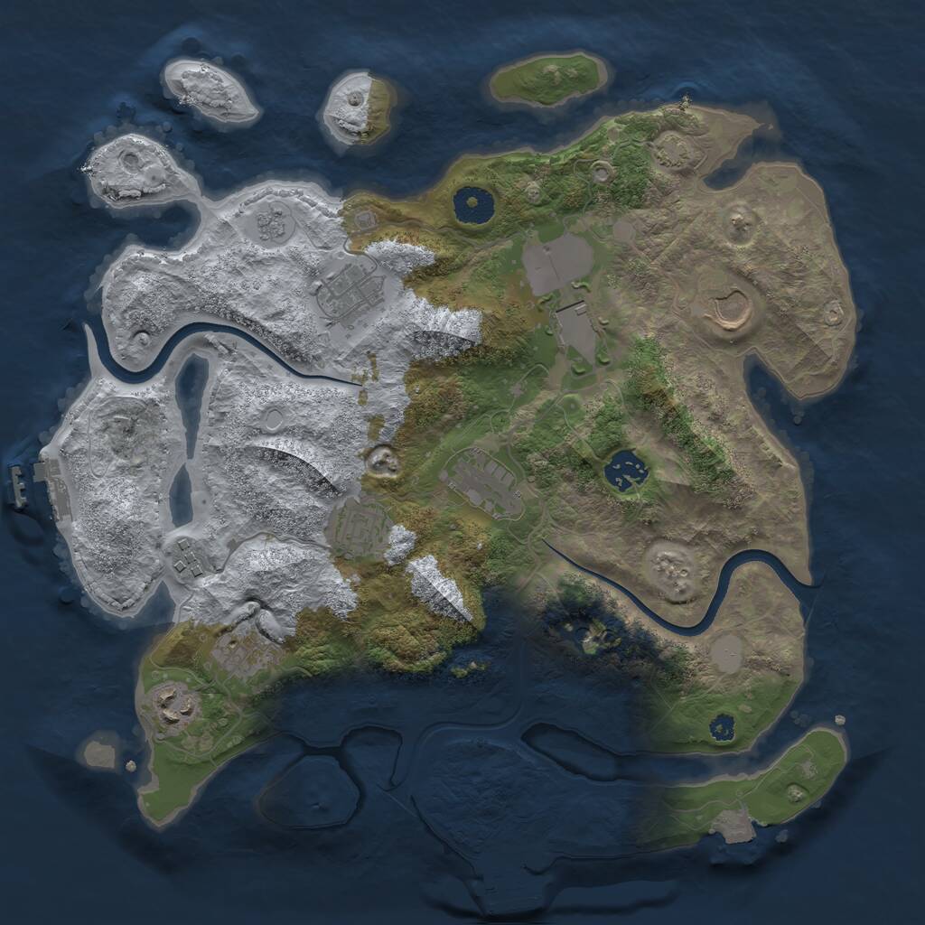 Rust Map: Procedural Map, Size: 3500, Seed: 2070276964, 15 Monuments