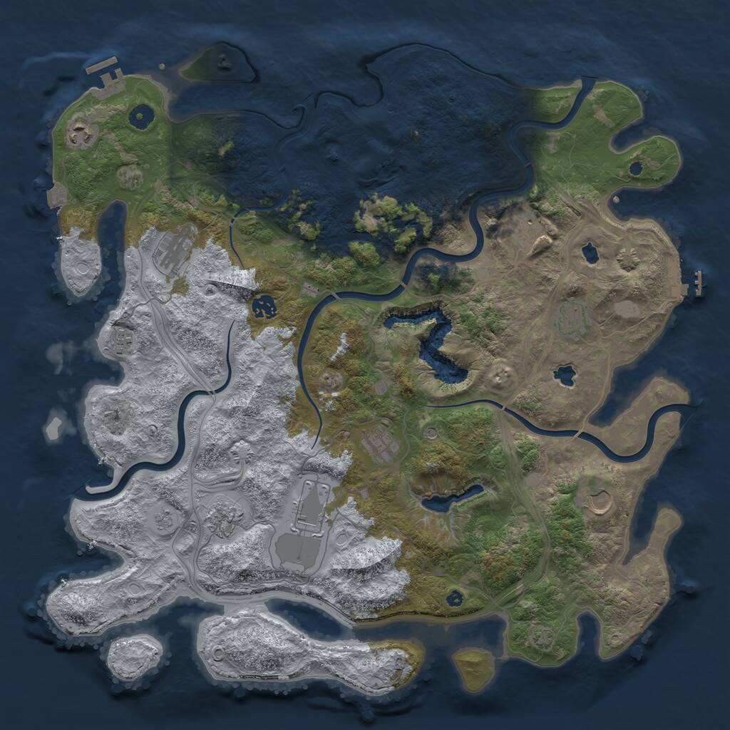 Rust Map: Procedural Map, Size: 4500, Seed: 2046645623, 16 Monuments