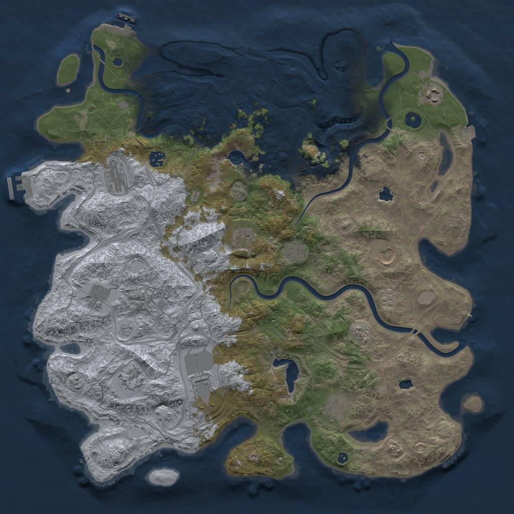 Rust Map: Procedural Map, Size: 4732, Seed: 4033075, 17 Monuments