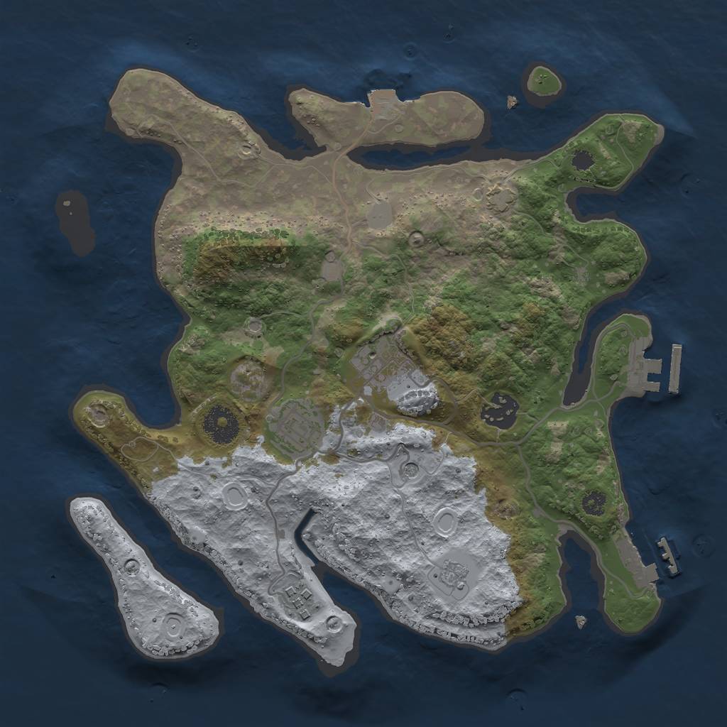 Rust Map: Procedural Map, Size: 3000, Seed: 572697811, 12 Monuments