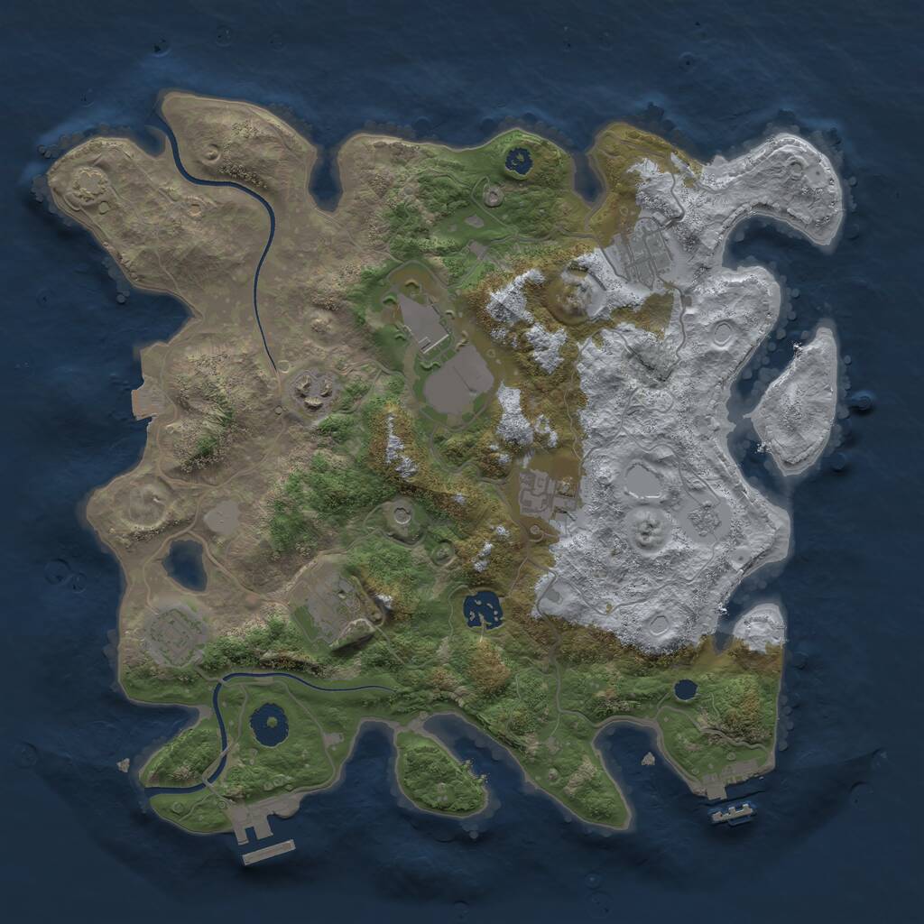 Rust Map: Procedural Map, Size: 3500, Seed: 35114, 13 Monuments