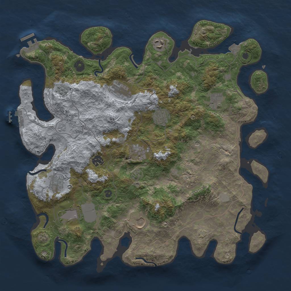 Rust Map: Procedural Map, Size: 4000, Seed: 1422431054, 19 Monuments