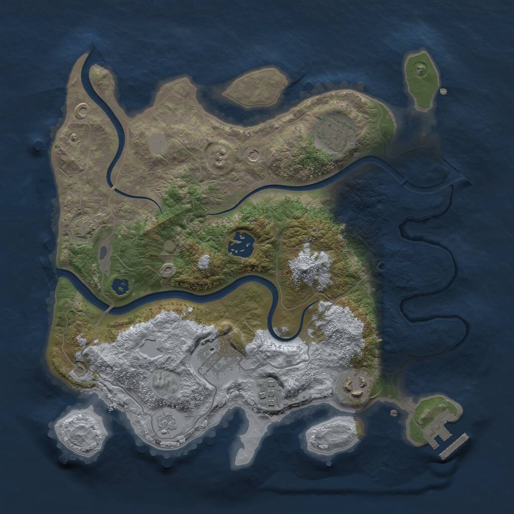 Rust Map: Procedural Map, Size: 3000, Seed: 312335376, 10 Monuments