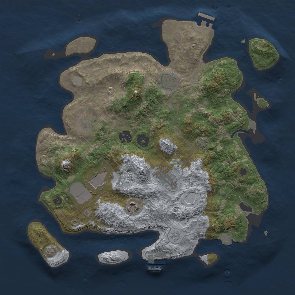 Rust Map: Procedural Map, Size: 3500, Seed: 1756340424, 13 Monuments