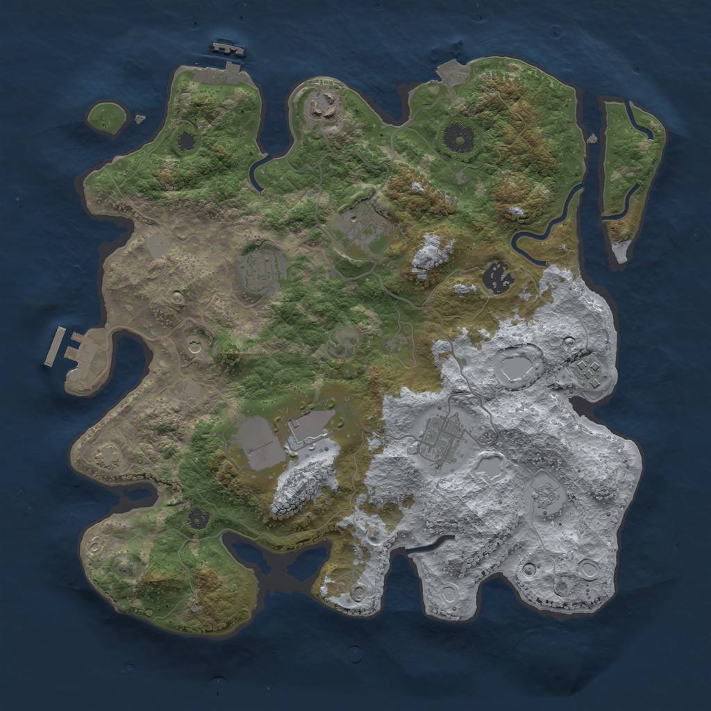 Rust Map: Procedural Map, Size: 3500, Seed: 1555533494, 15 Monuments