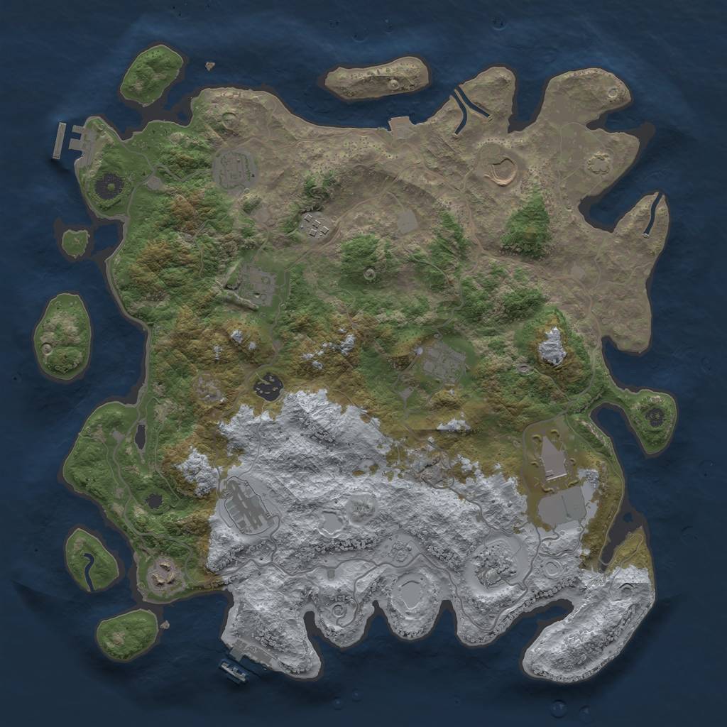 Rust Map: Procedural Map, Size: 4000, Seed: 1166803060, 18 Monuments