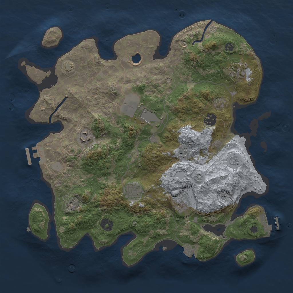 Rust Map: Procedural Map, Size: 3500, Seed: 19826010, 16 Monuments