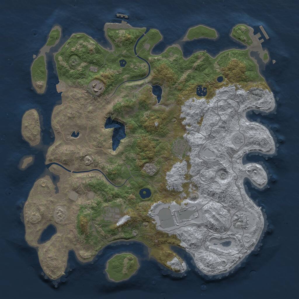 Rust Map: Procedural Map, Size: 4000, Seed: 1710440636, 13 Monuments