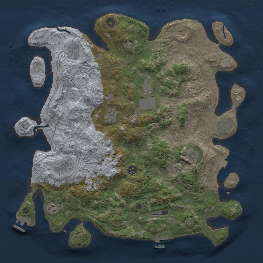 Rust Map: Procedural Map, Size: 4250, Seed: 1038584440, 19 Monuments