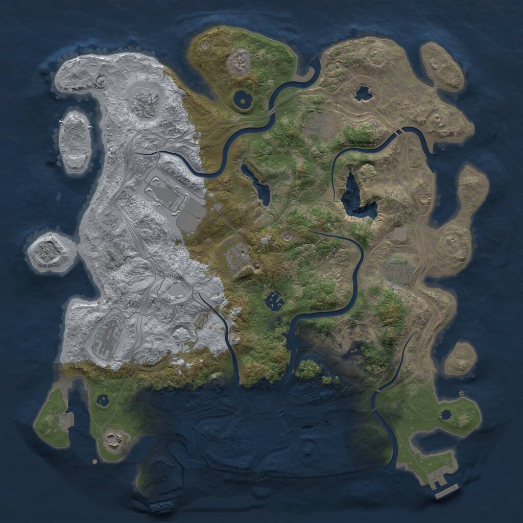 Rust Map: Procedural Map, Size: 4250, Seed: 1038584440, 16 Monuments