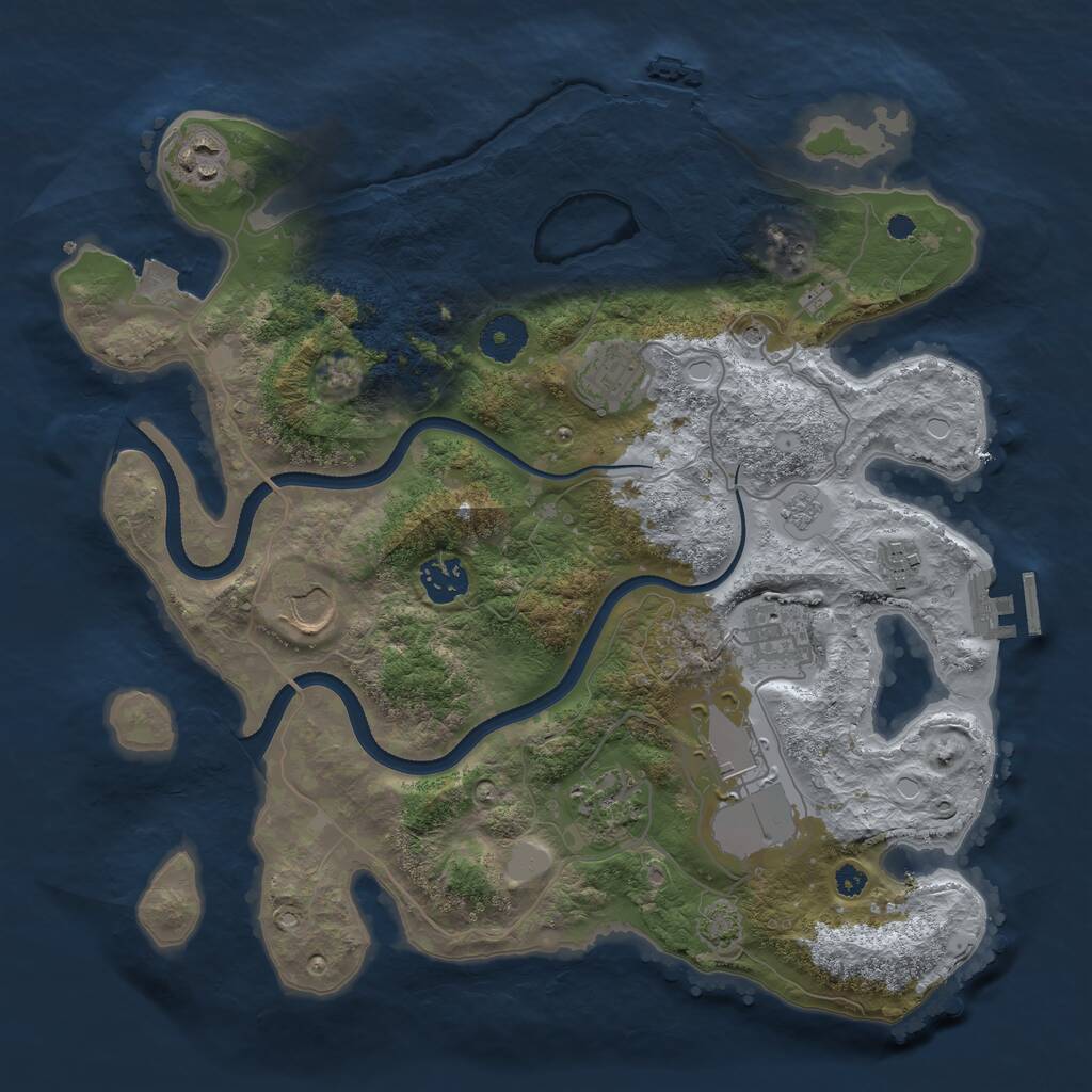 Rust Map: Procedural Map, Size: 3500, Seed: 945526671, 14 Monuments