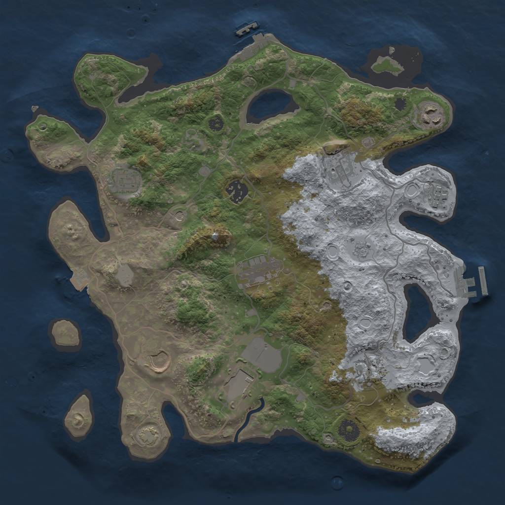 Rust Map: Procedural Map, Size: 3500, Seed: 945526671, 17 Monuments