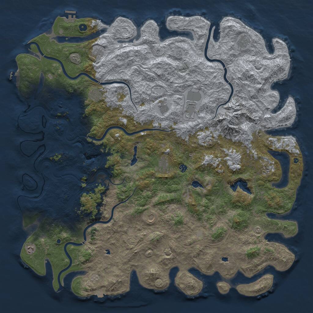 Rust Map: Procedural Map, Size: 6000, Seed: 51111, 17 Monuments