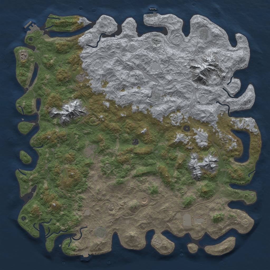 Rust Map: Procedural Map, Size: 6000, Seed: 51111, 19 Monuments