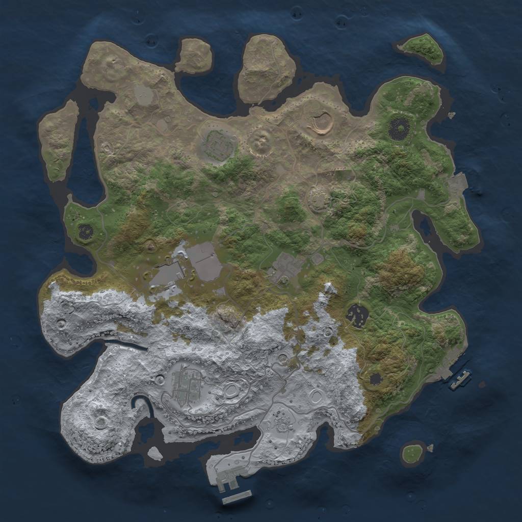 Rust Map: Procedural Map, Size: 3500, Seed: 1592553812, 14 Monuments