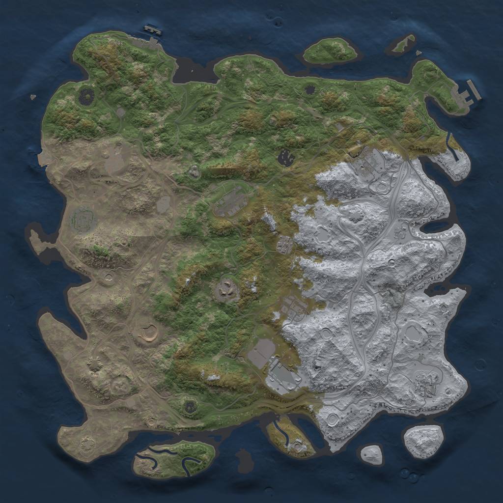 Rust Map: Procedural Map, Size: 4500, Seed: 1897020476, 19 Monuments