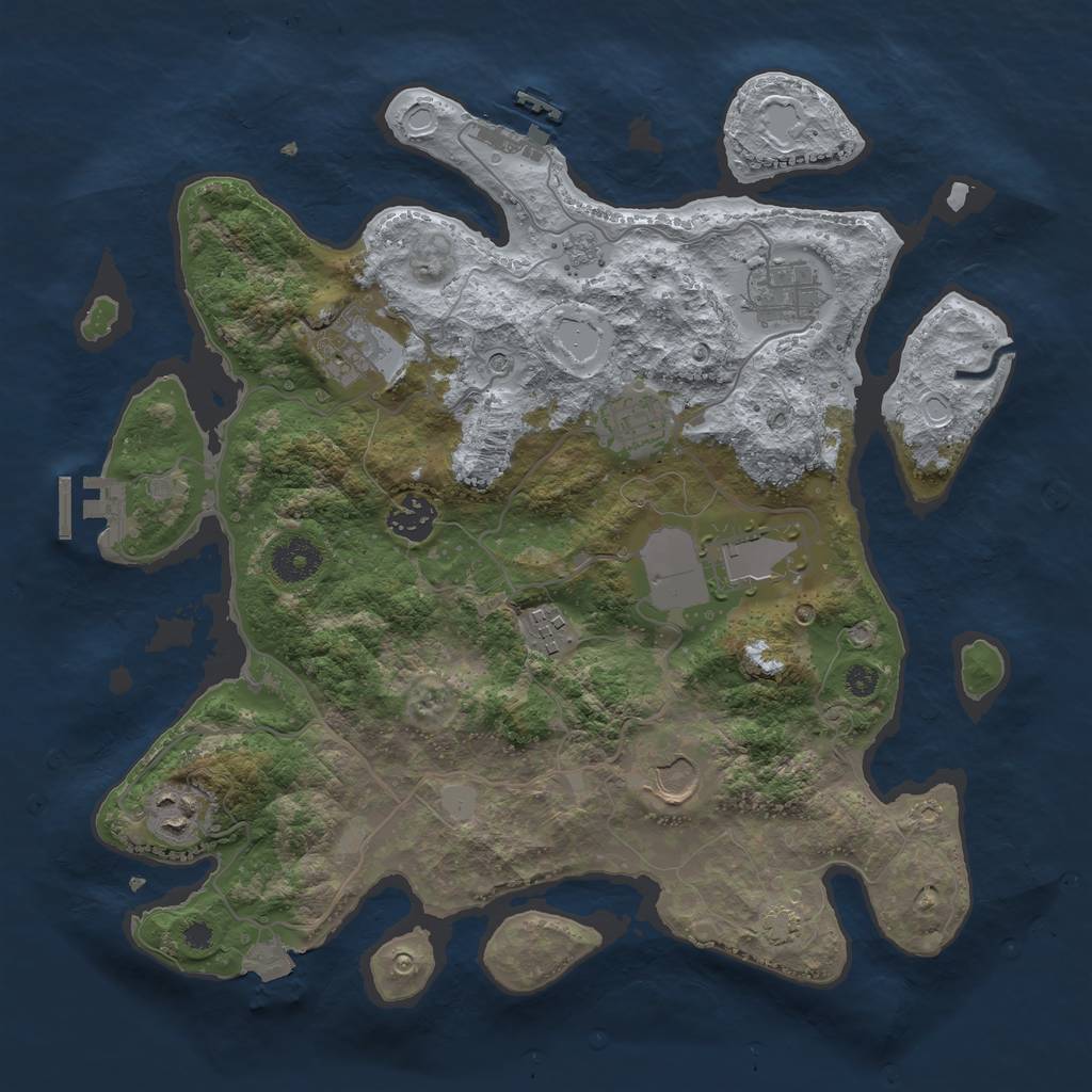 Rust Map: Procedural Map, Size: 3500, Seed: 366525987, 16 Monuments