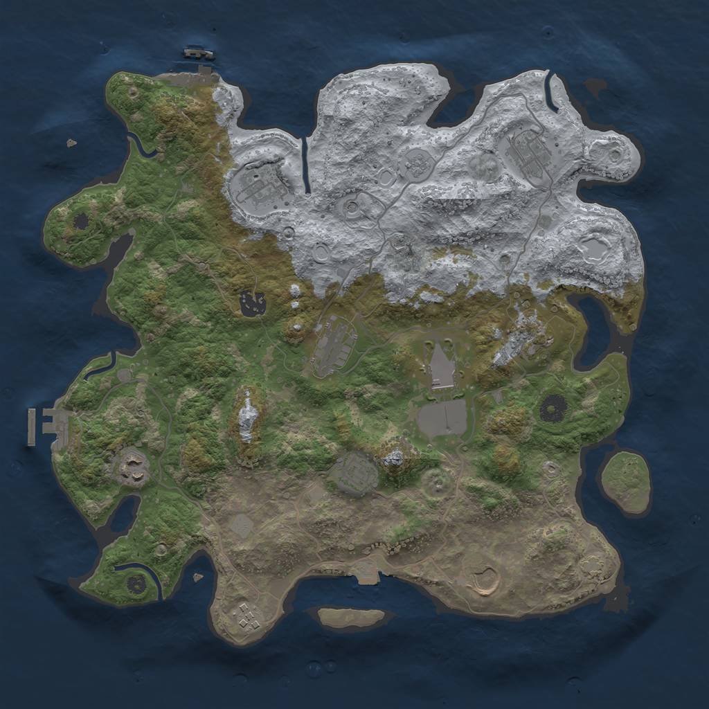 Rust Map: Procedural Map, Size: 3800, Seed: 1847255940, 18 Monuments