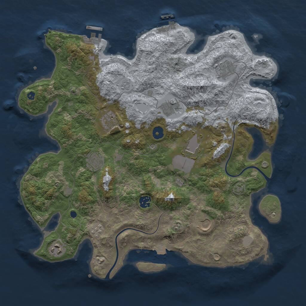 Rust Map: Procedural Map, Size: 3800, Seed: 1847255940, 15 Monuments