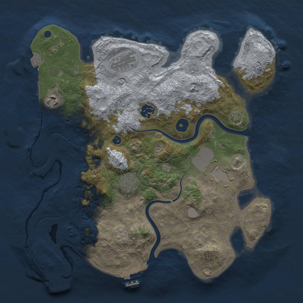 Rust Map: Procedural Map, Size: 3500, Seed: 451265551, 12 Monuments