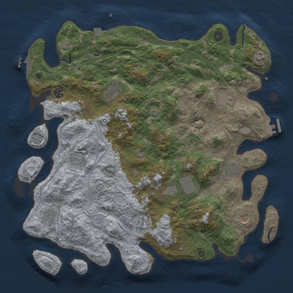 Rust Map: Procedural Map, Size: 4400, Seed: 1250121189, 19 Monuments