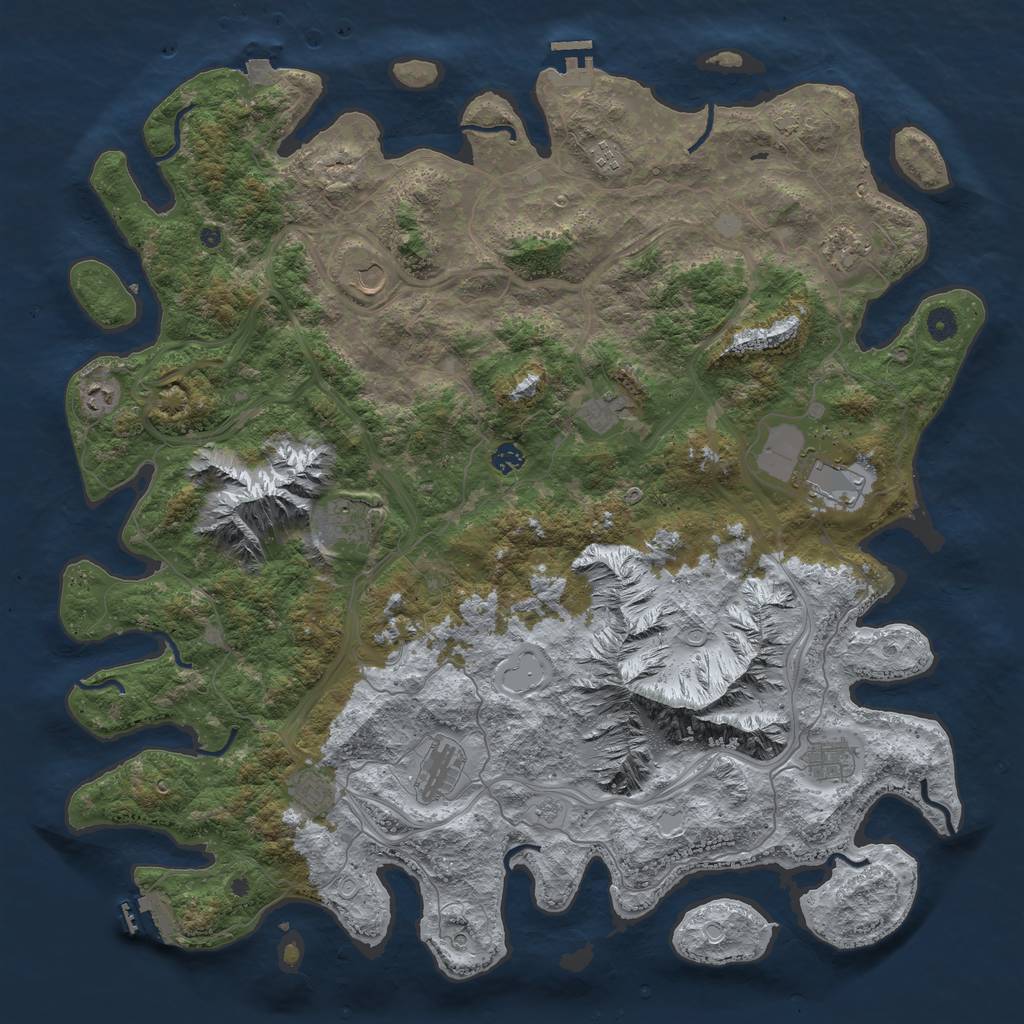 Rust Map: Procedural Map, Size: 5000, Seed: 7493845, 19 Monuments