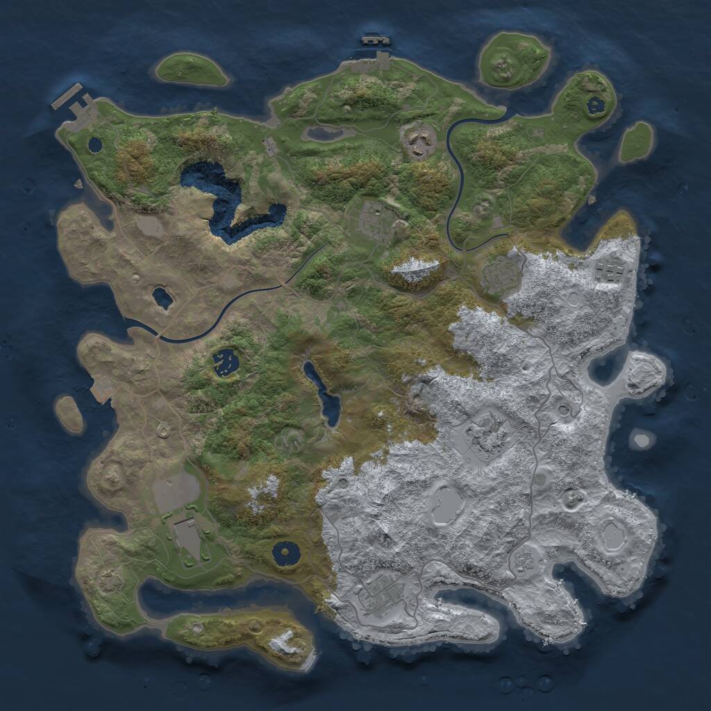 Rust Map: Procedural Map, Size: 4000, Seed: 1718379584, 14 Monuments