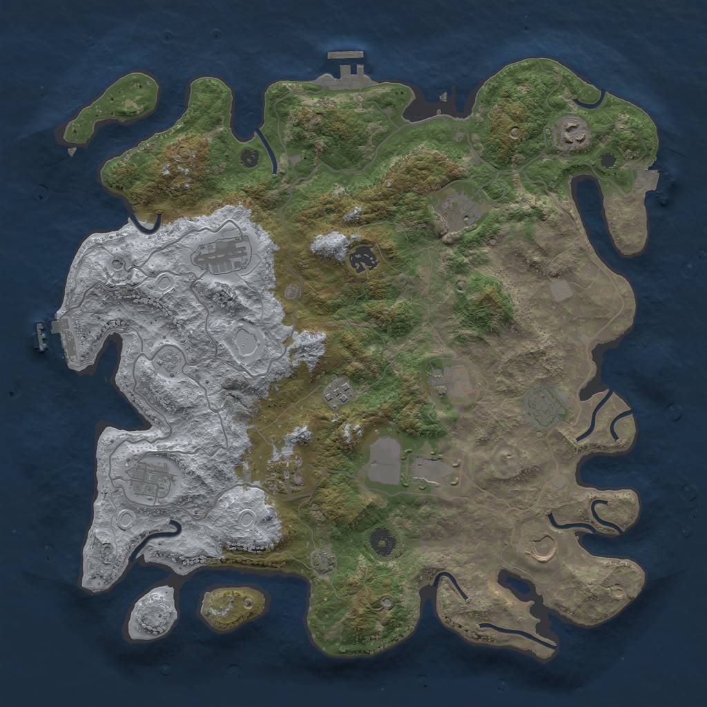 Rust Map: Procedural Map, Size: 4000, Seed: 209105707, 19 Monuments