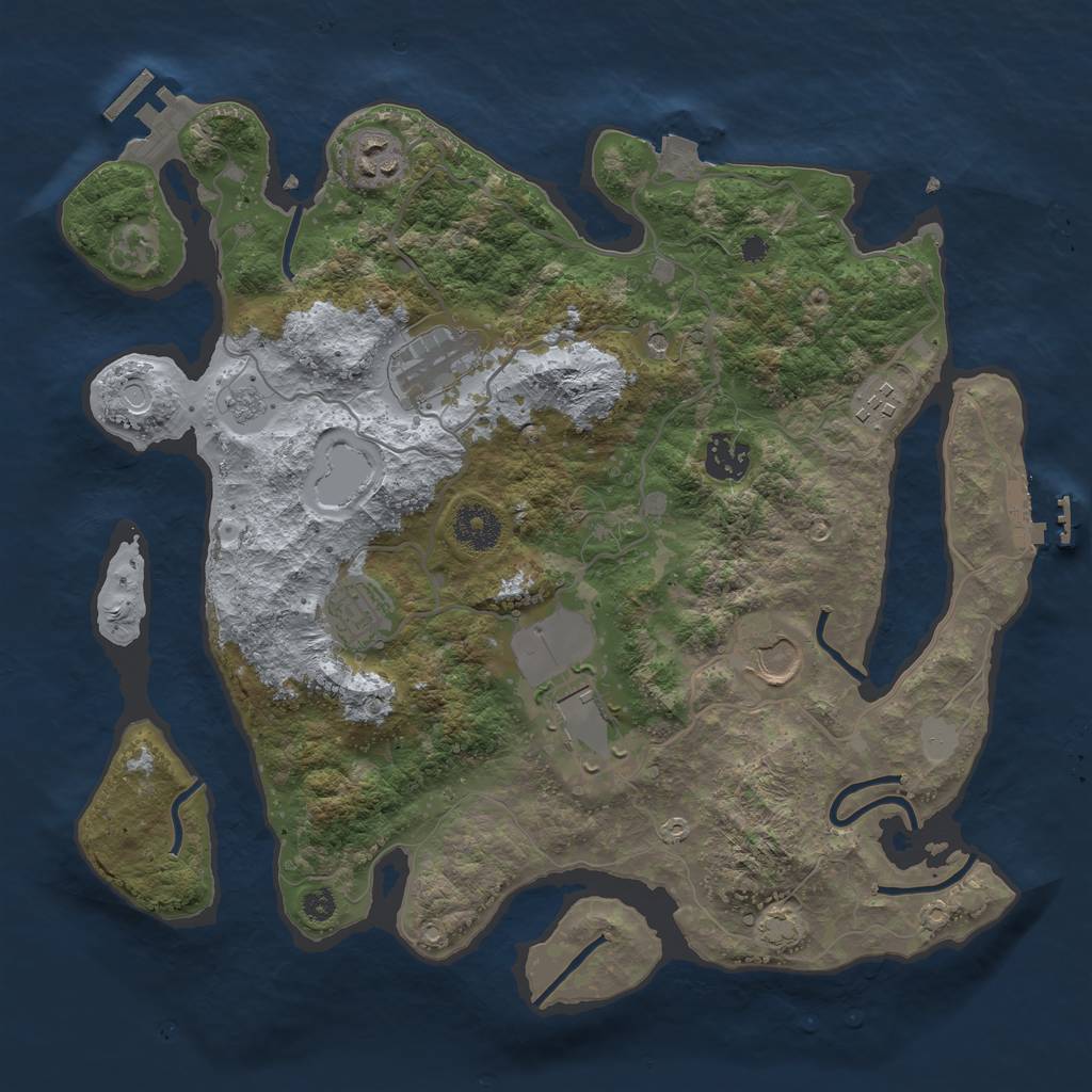 Rust Map: Procedural Map, Size: 3500, Seed: 1678490413, 15 Monuments