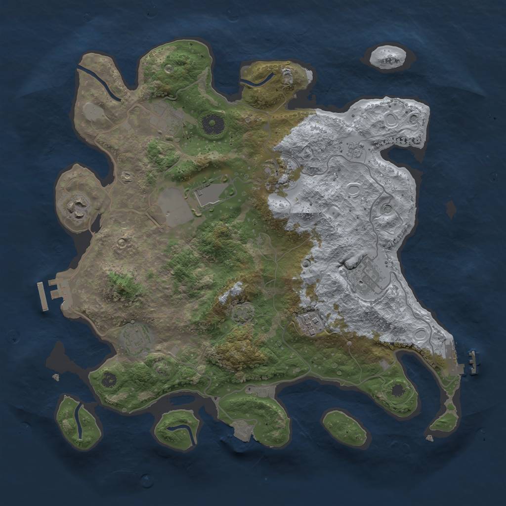 Rust Map: Procedural Map, Size: 3500, Seed: 1450864427, 15 Monuments