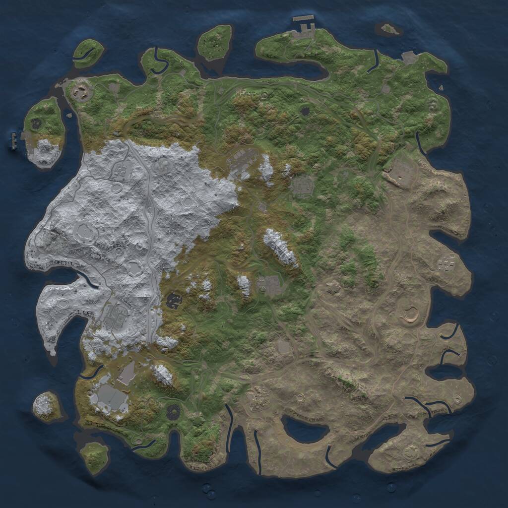 Rust Map: Procedural Map, Size: 4851, Seed: 1245639, 17 Monuments