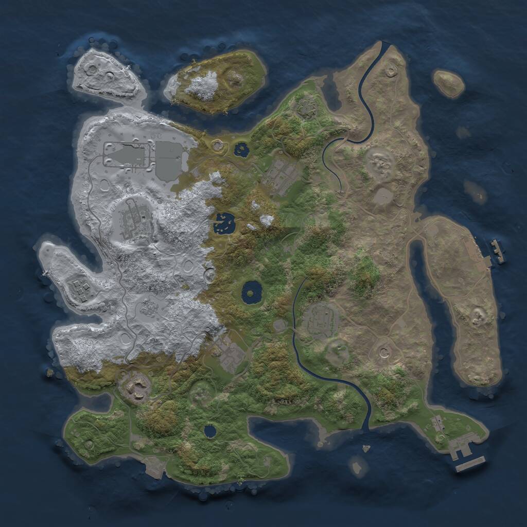 Rust Map: Procedural Map, Size: 3500, Seed: 1447253441, 14 Monuments