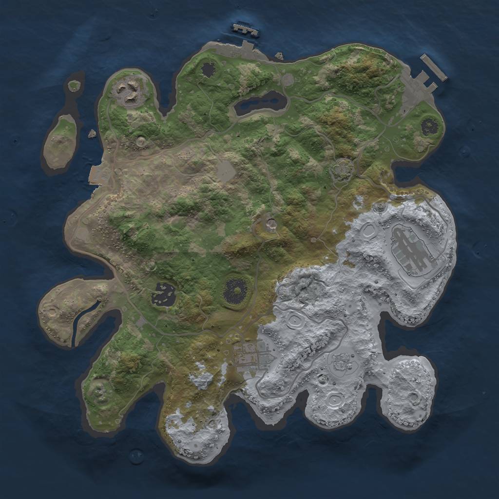 Rust Map: Procedural Map, Size: 3000, Seed: 8701, 12 Monuments