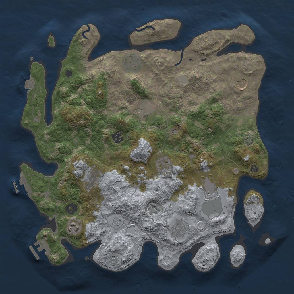 Rust Map: Procedural Map, Size: 3800, Seed: 1236544, 18 Monuments