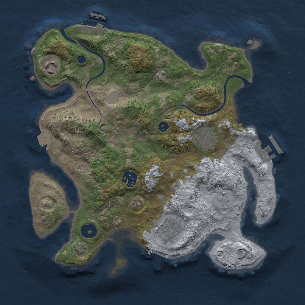 Rust Map: Procedural Map, Size: 3000, Seed: 901907580, 10 Monuments