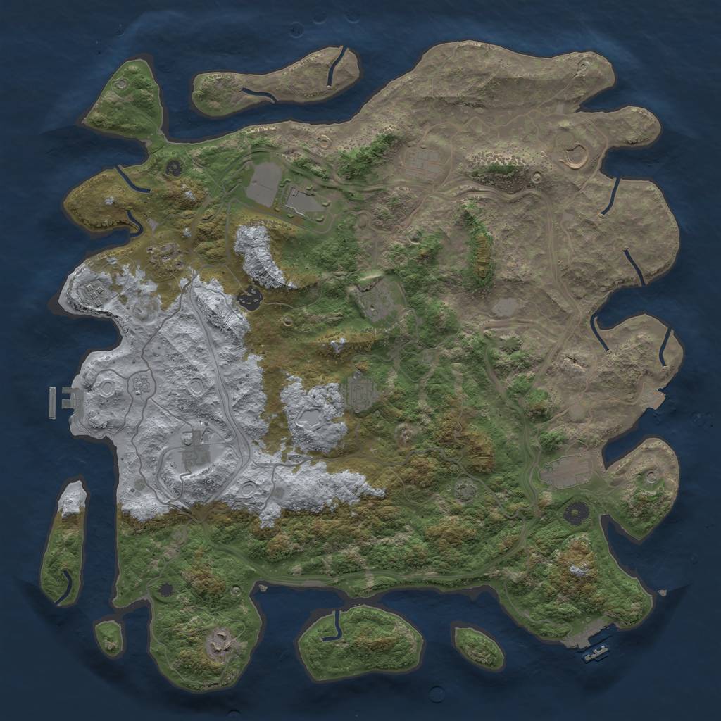 Rust Map: Procedural Map, Size: 4500, Seed: 877427005, 19 Monuments