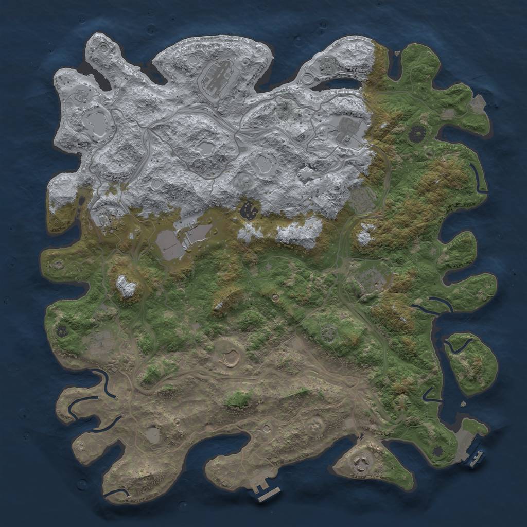 Rust Map: Procedural Map, Size: 4500, Seed: 777777, 19 Monuments