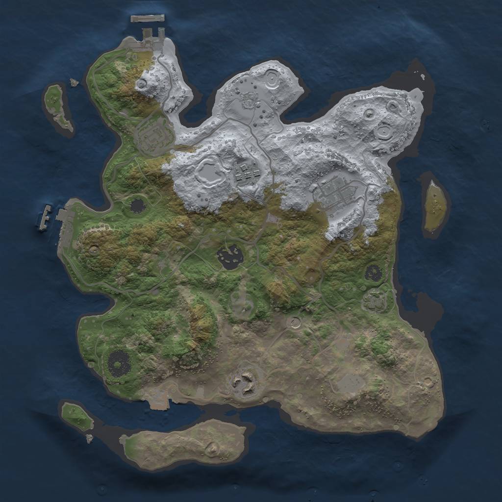 Rust Map: Procedural Map, Size: 3000, Seed: 591479444, 13 Monuments