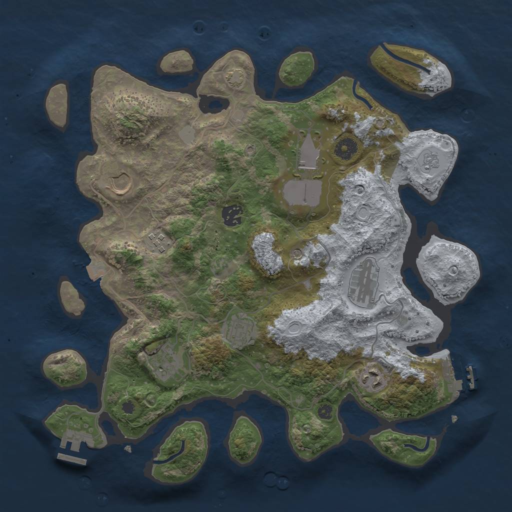 Rust Map: Procedural Map, Size: 3500, Seed: 1988753408, 16 Monuments