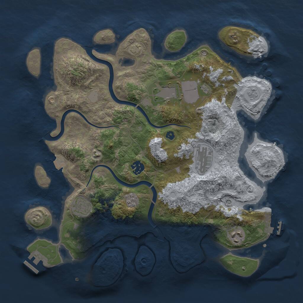 Rust Map: Procedural Map, Size: 3500, Seed: 1988753408, 12 Monuments