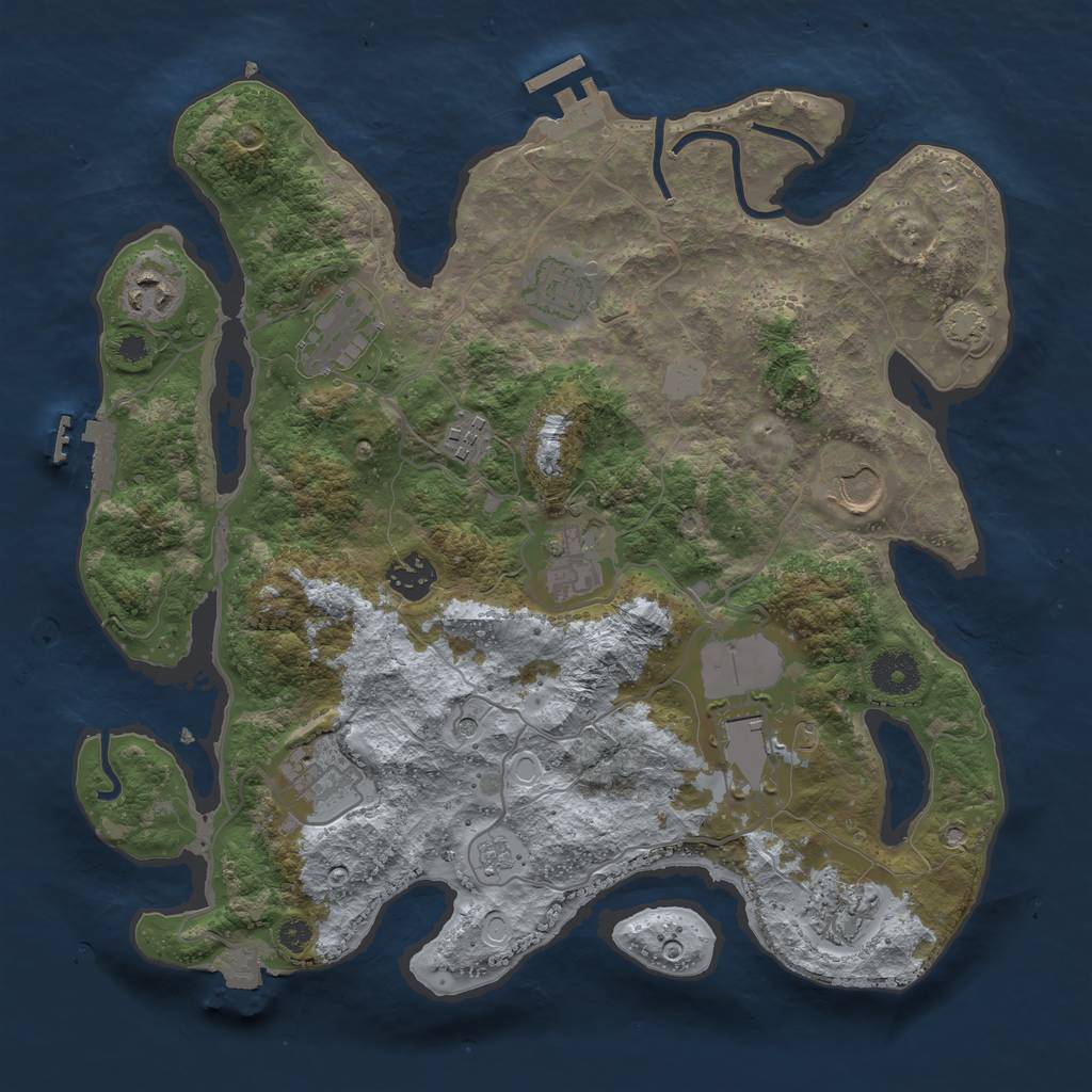 Rust Map: Procedural Map, Size: 3500, Seed: 1855382001, 18 Monuments