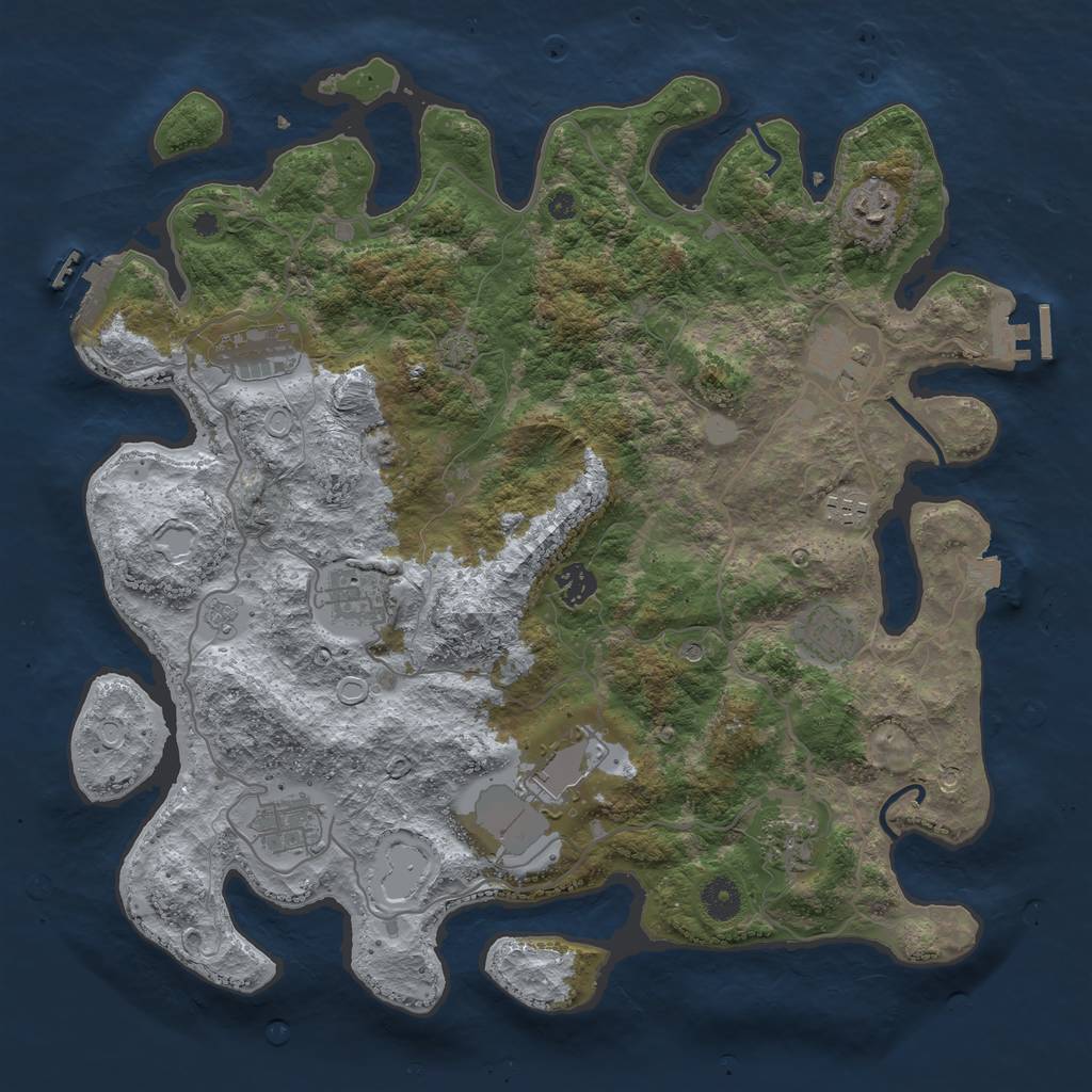 Rust Map: Procedural Map, Size: 4000, Seed: 305568709, 18 Monuments