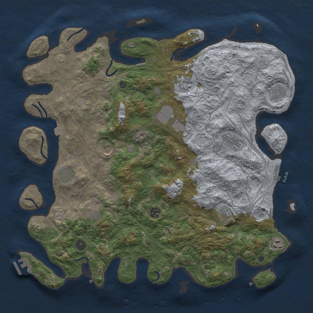 Rust Map: Procedural Map, Size: 4500, Seed: 1449707579, 19 Monuments
