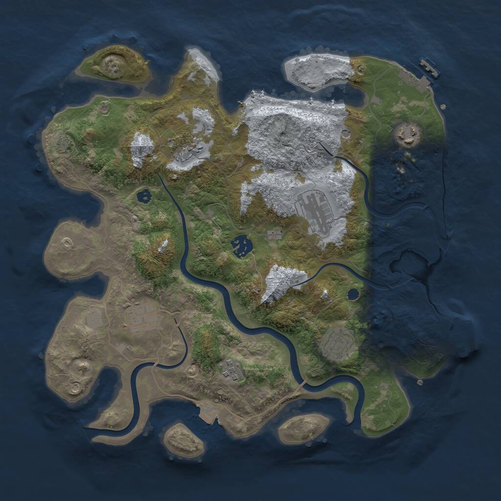 Rust Map: Procedural Map, Size: 3500, Seed: 927480421, 12 Monuments