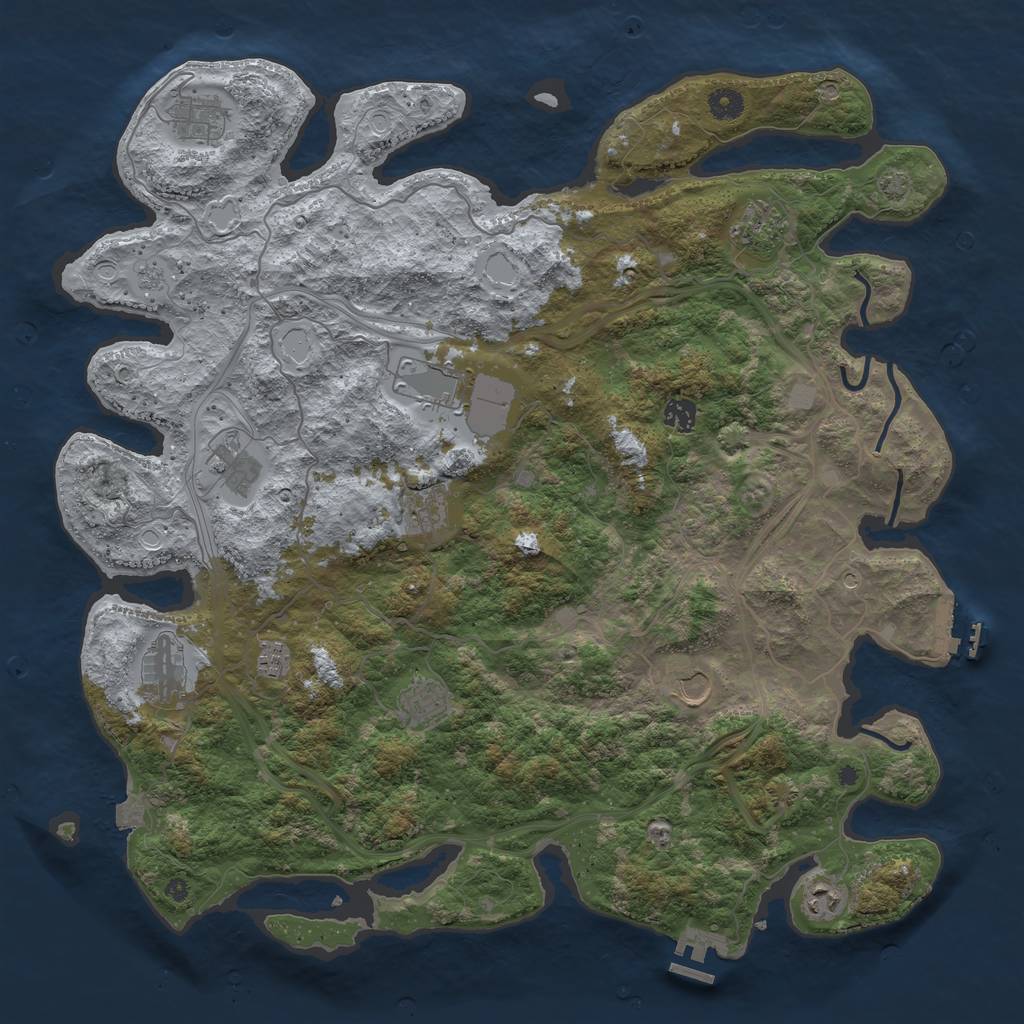 Rust Map: Procedural Map, Size: 4500, Seed: 7775555, 19 Monuments