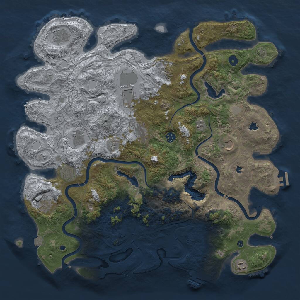 Rust Map: Procedural Map, Size: 4500, Seed: 7775555, 17 Monuments
