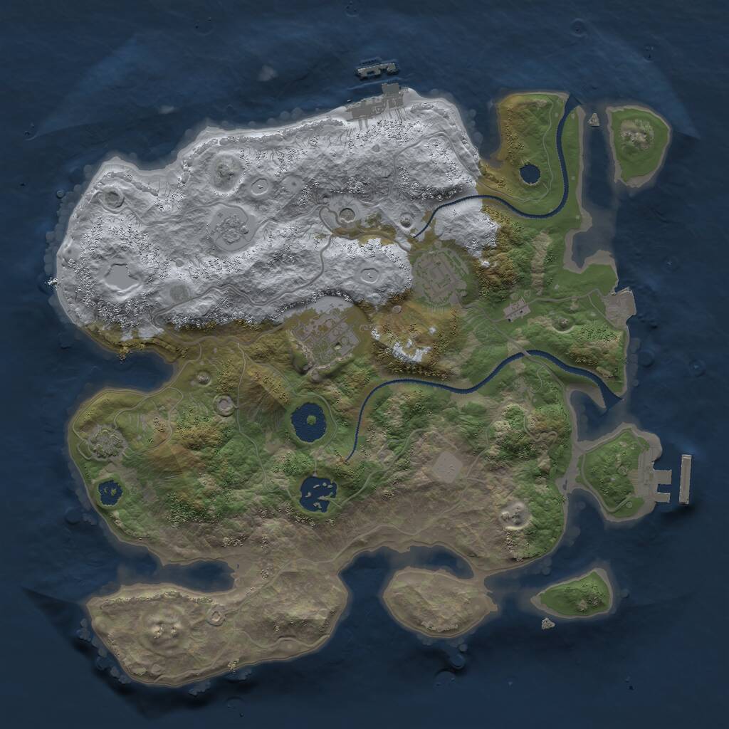 Rust Map: Procedural Map, Size: 3000, Seed: 518396667, 9 Monuments