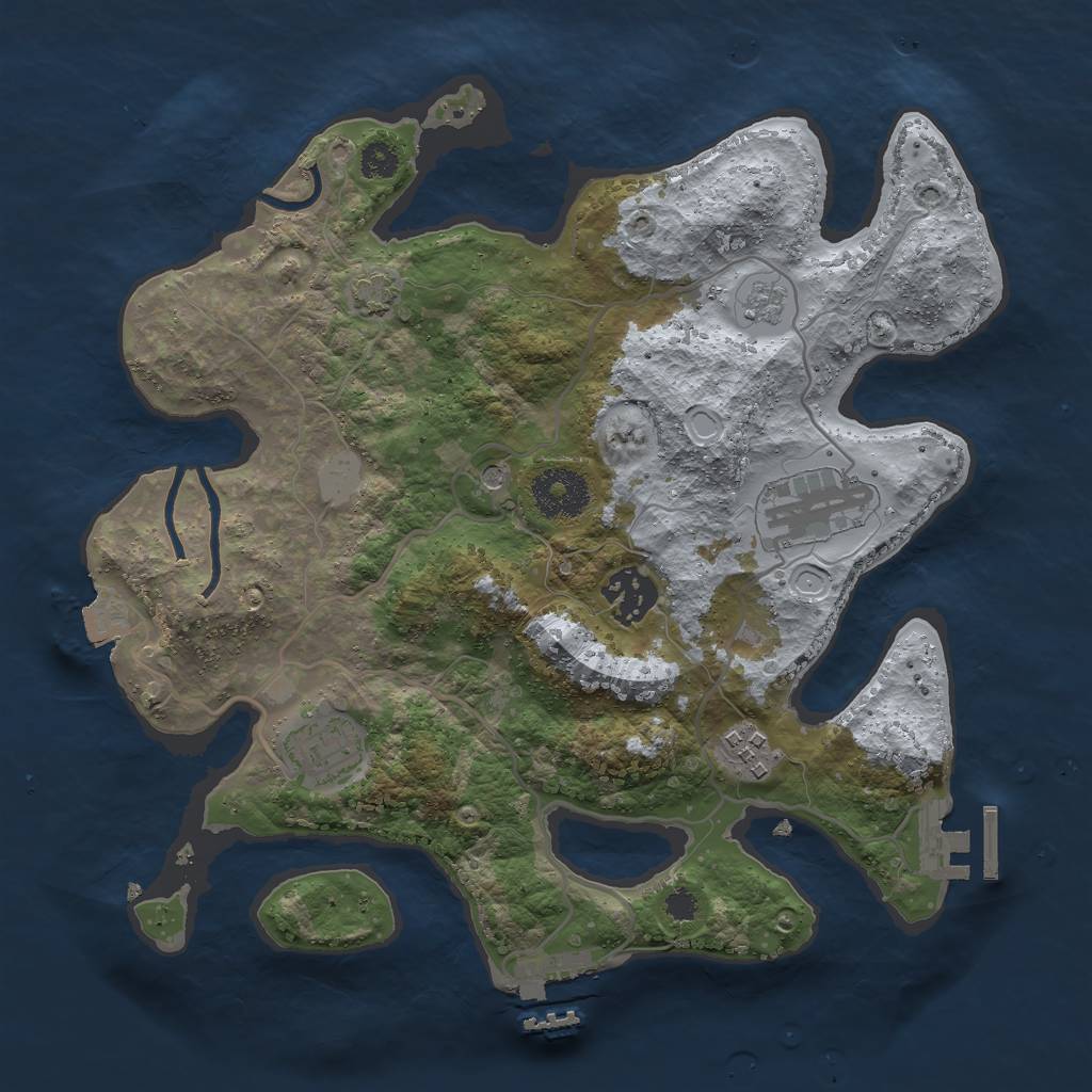 Rust Map: Procedural Map, Size: 3000, Seed: 1429848379, 12 Monuments